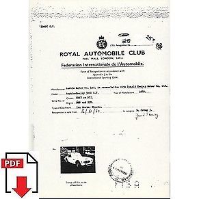 1960 Austin-Healey 3000 GT FIA homologation form PDF download (RAC)